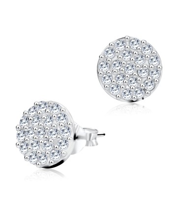 CZ On Round Motive Silver Stud Earring STS-801